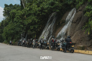 Private motorcycle tour in Colombia with friends riding through mountain roads